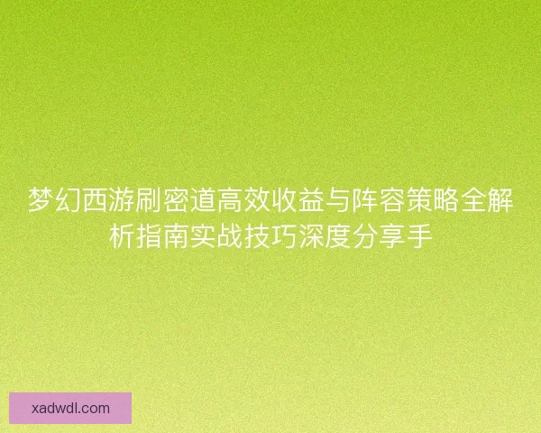 梦幻西游刷密道高效收益与阵容策略全解析指南实战技巧深度分享手
